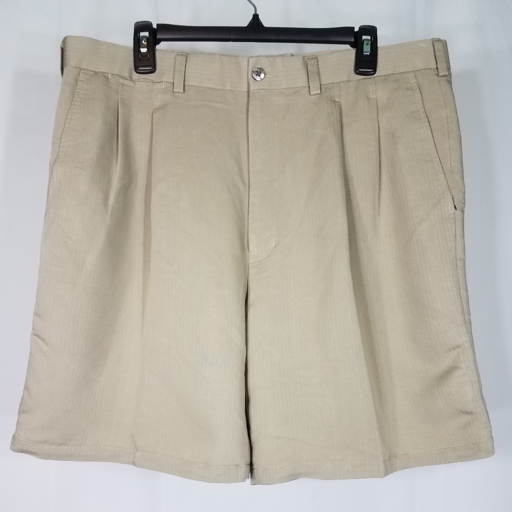 beige pleated khaki golf shorts mens 38